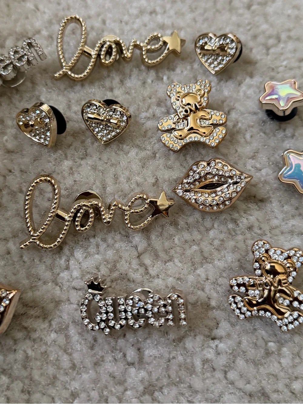 Gold Kids 'Love' & Heart Decorative Charms for Shoes Set